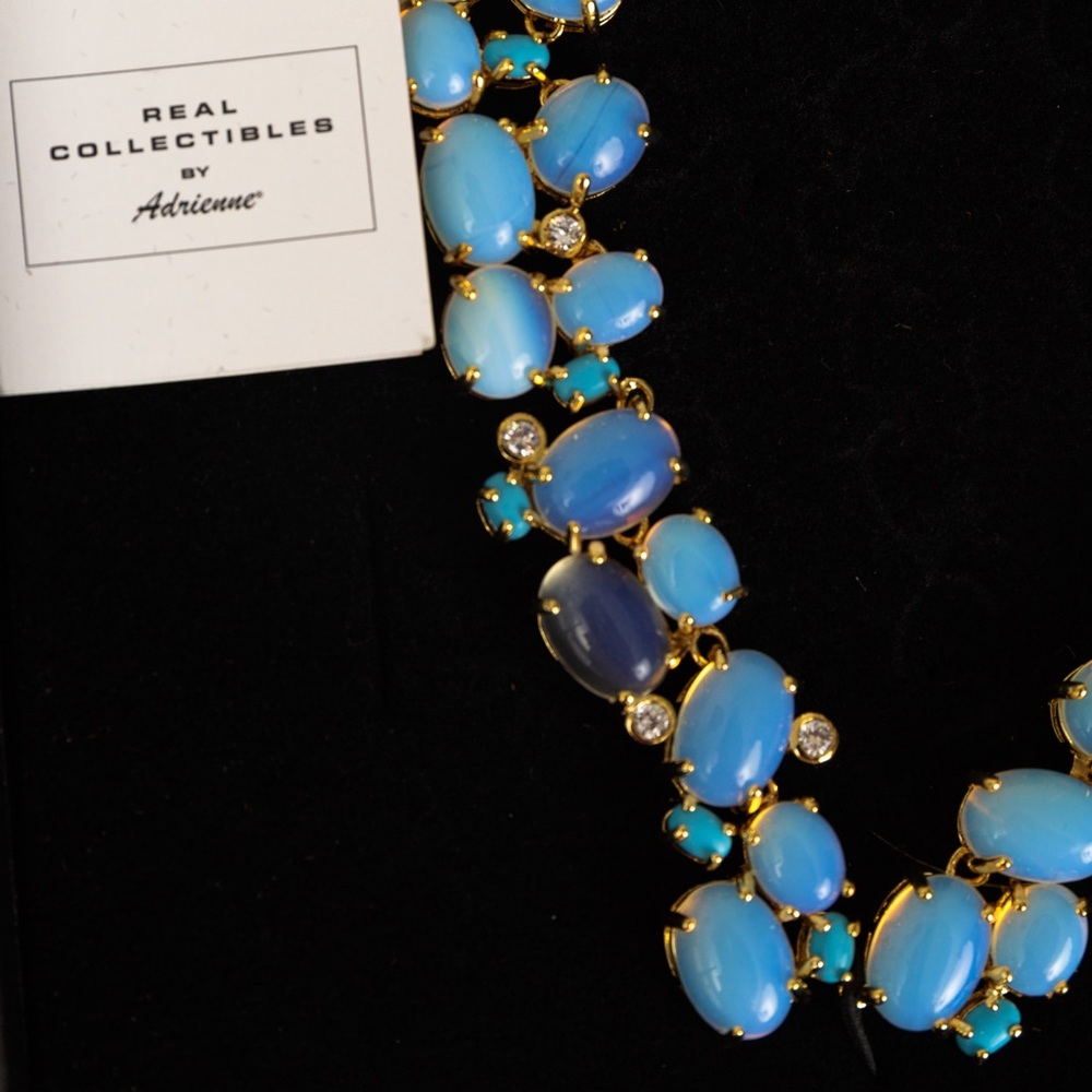 Real Collectibles by Adrienne cabachon necklace blue stones & faux diamonds - Picture 10 of 16